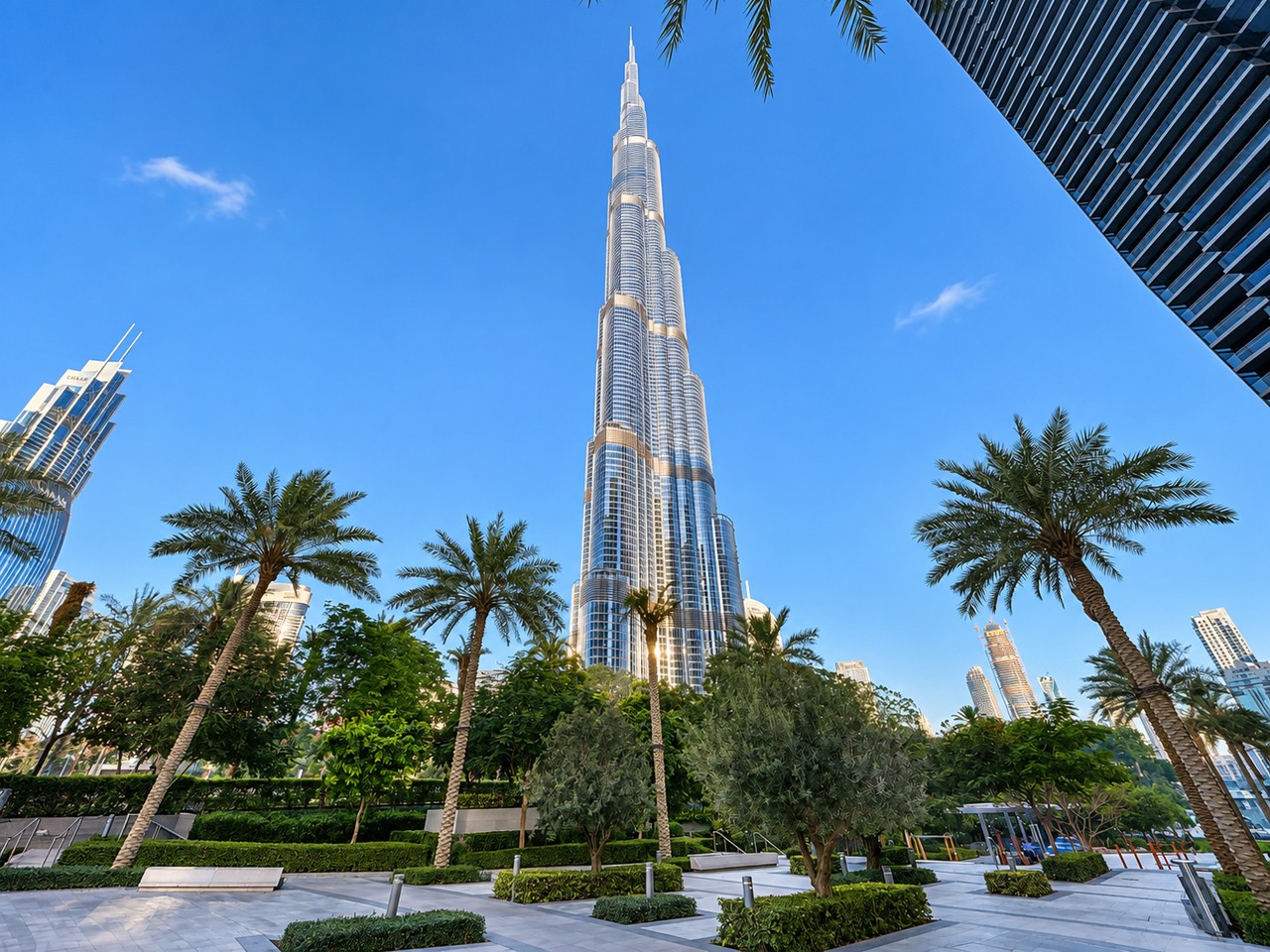 The Burj Khalifa above Downtown Dubai
