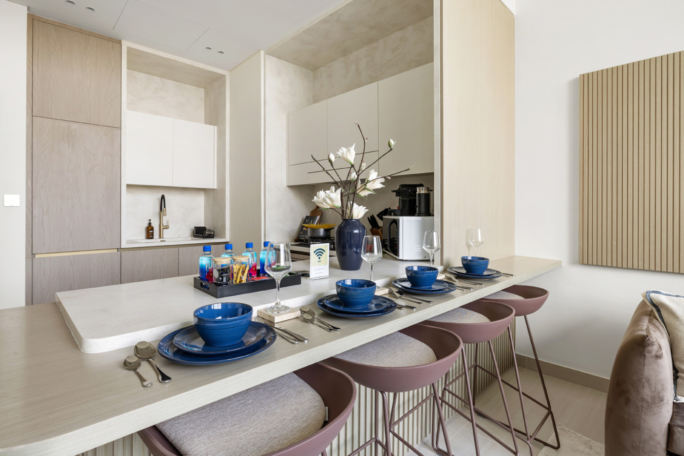 Kitchen and dining area of a Homevy-managed apartment in JVC